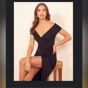 Reformation Sage Black Wrap Dress